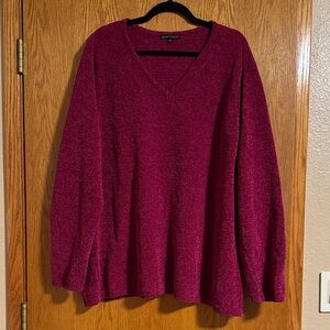 Elegant V-Neck Sweater in Rich Berry